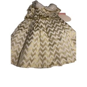 jona michelle baby girls gold white christmas holiday dress size 12 months